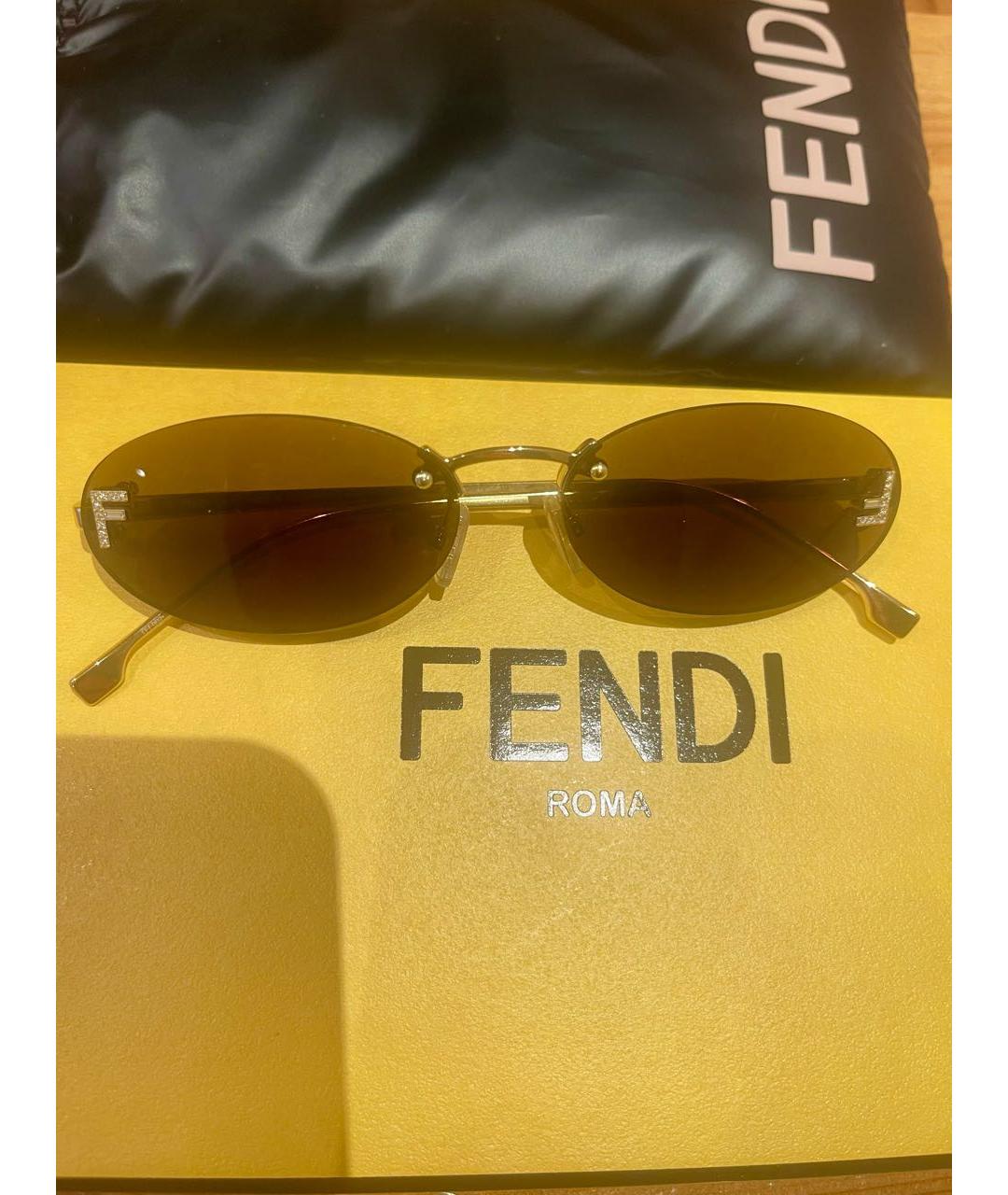 FENDI Черные металлические солнцезащитные очки, фото 5