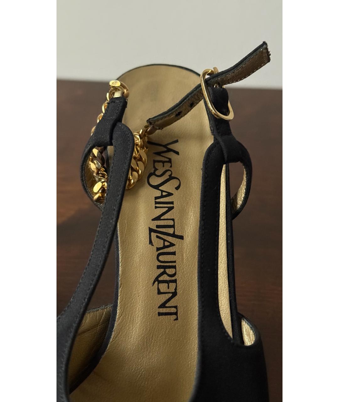 SAINT LAURENT Черные замшевые босоножки, фото 6