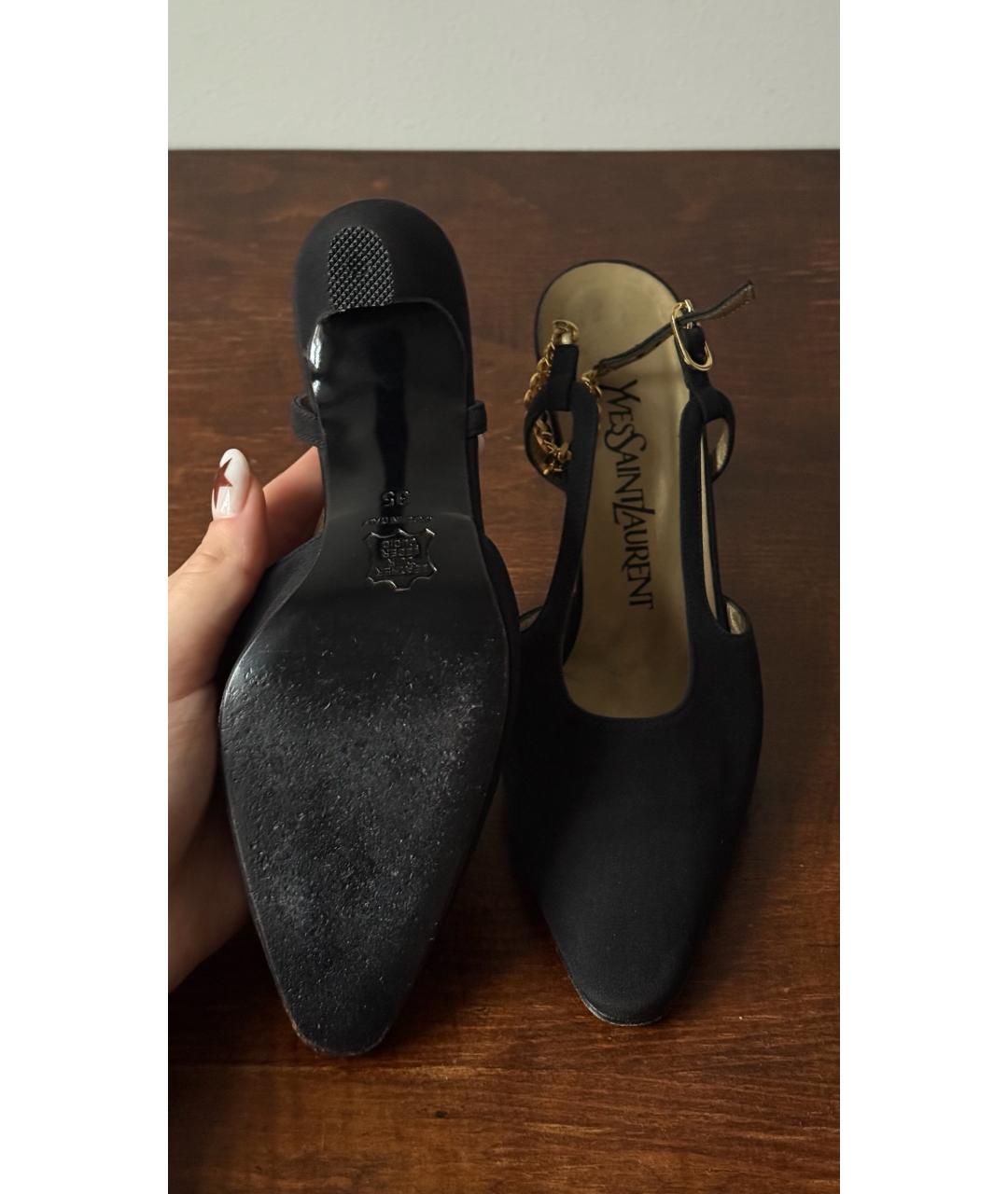 SAINT LAURENT Черные замшевые босоножки, фото 5