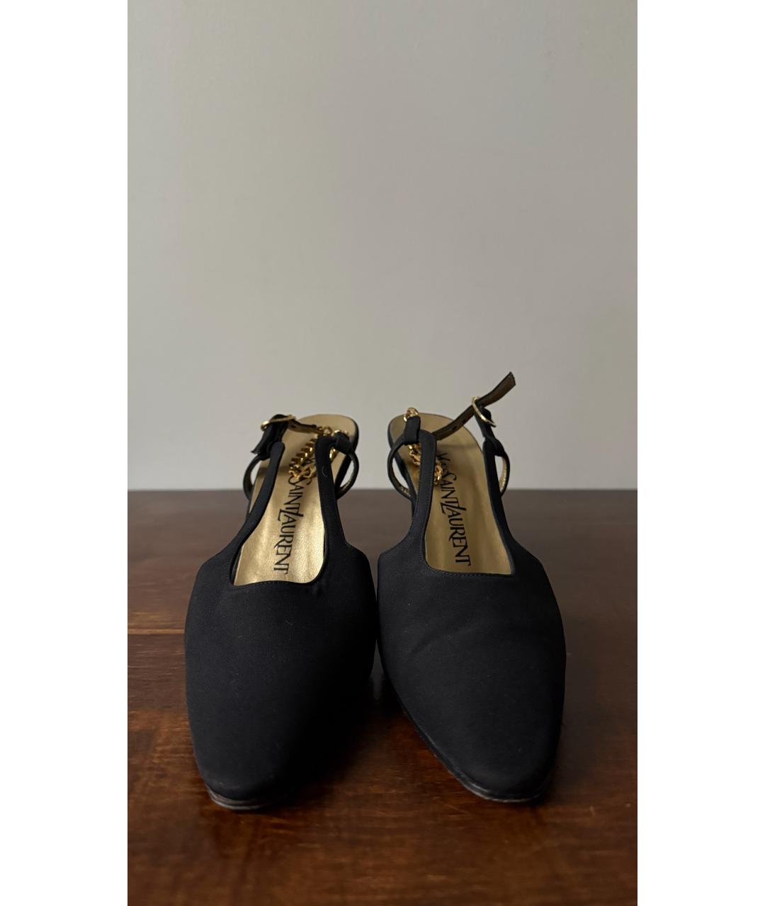 SAINT LAURENT Черные замшевые босоножки, фото 2