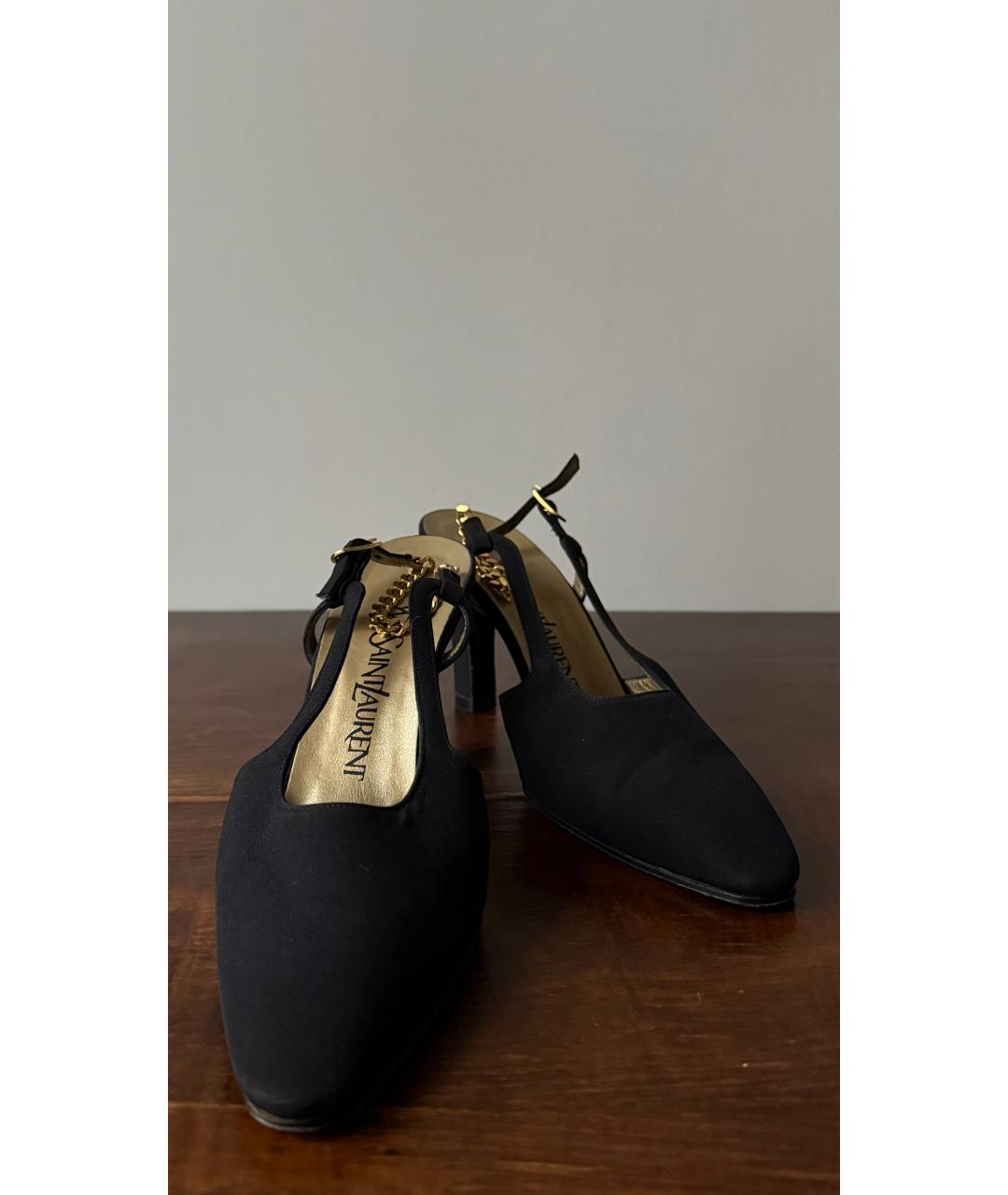 SAINT LAURENT Черные замшевые босоножки, фото 3