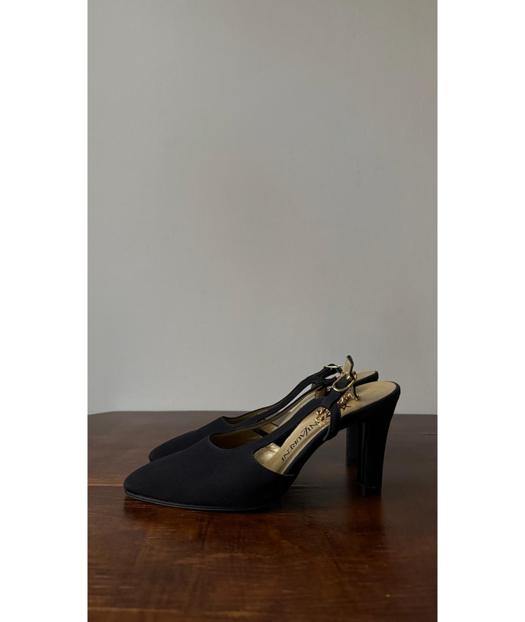 SAINT LAURENT Черные замшевые босоножки, фото 7