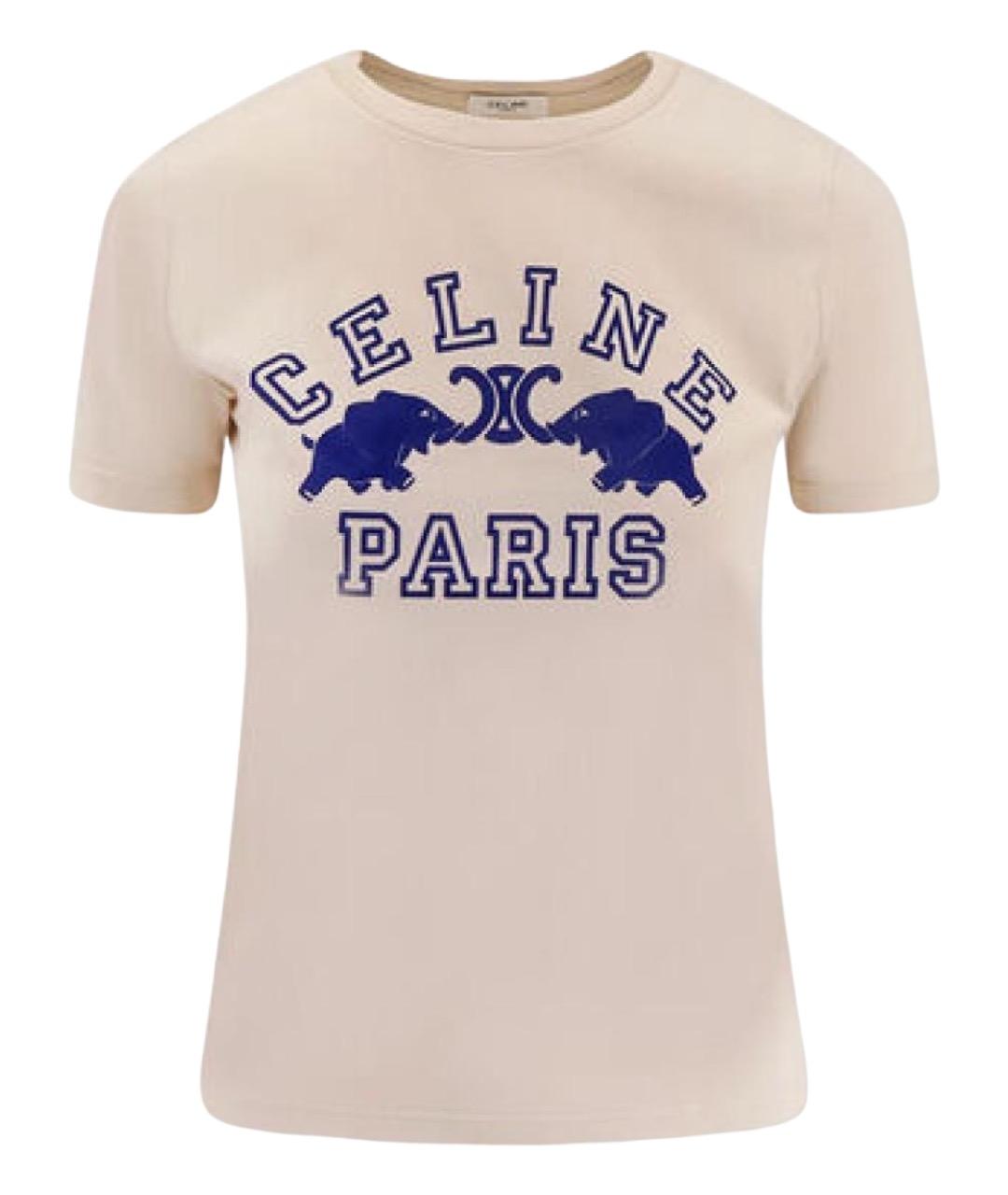 CELINE Бежевая хлопковая футболка, фото 1