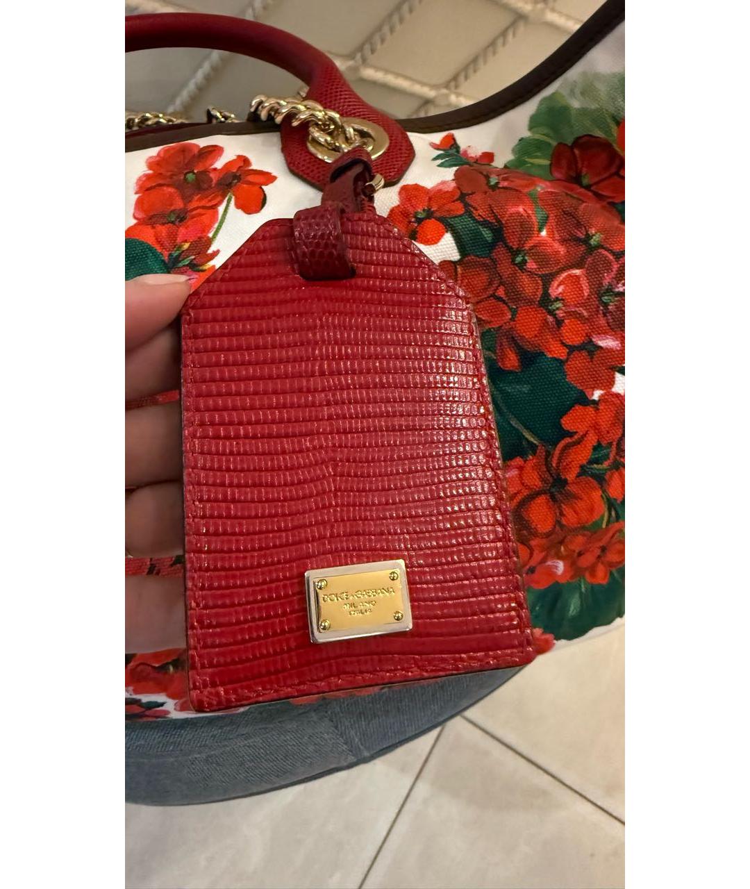 DOLCE&GABBANA Красная тканевая сумка тоут, фото 5