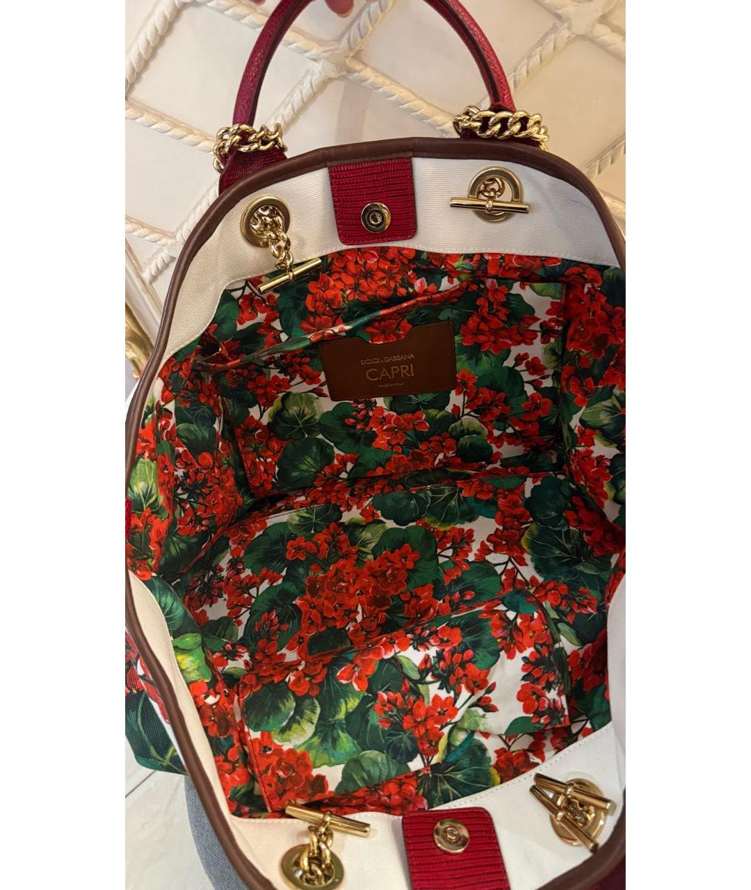 DOLCE&GABBANA Красная тканевая сумка тоут, фото 4