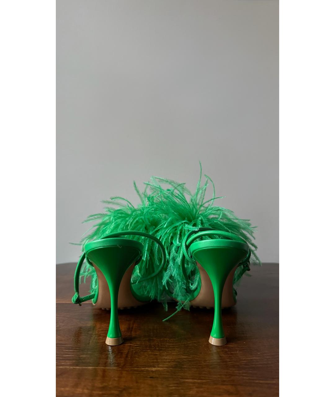 BOTTEGA VENETA Зеленые кожаные босоножки, фото 4