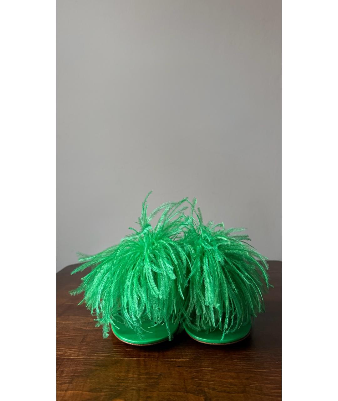 BOTTEGA VENETA Зеленые кожаные босоножки, фото 2