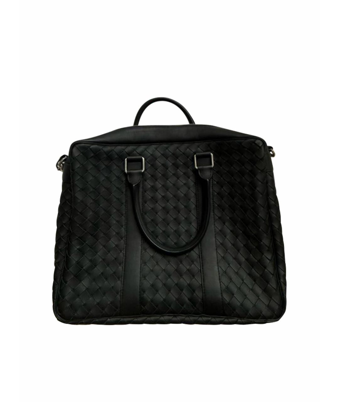 BOTTEGA VENETA Черный кожаный портфель, фото 1