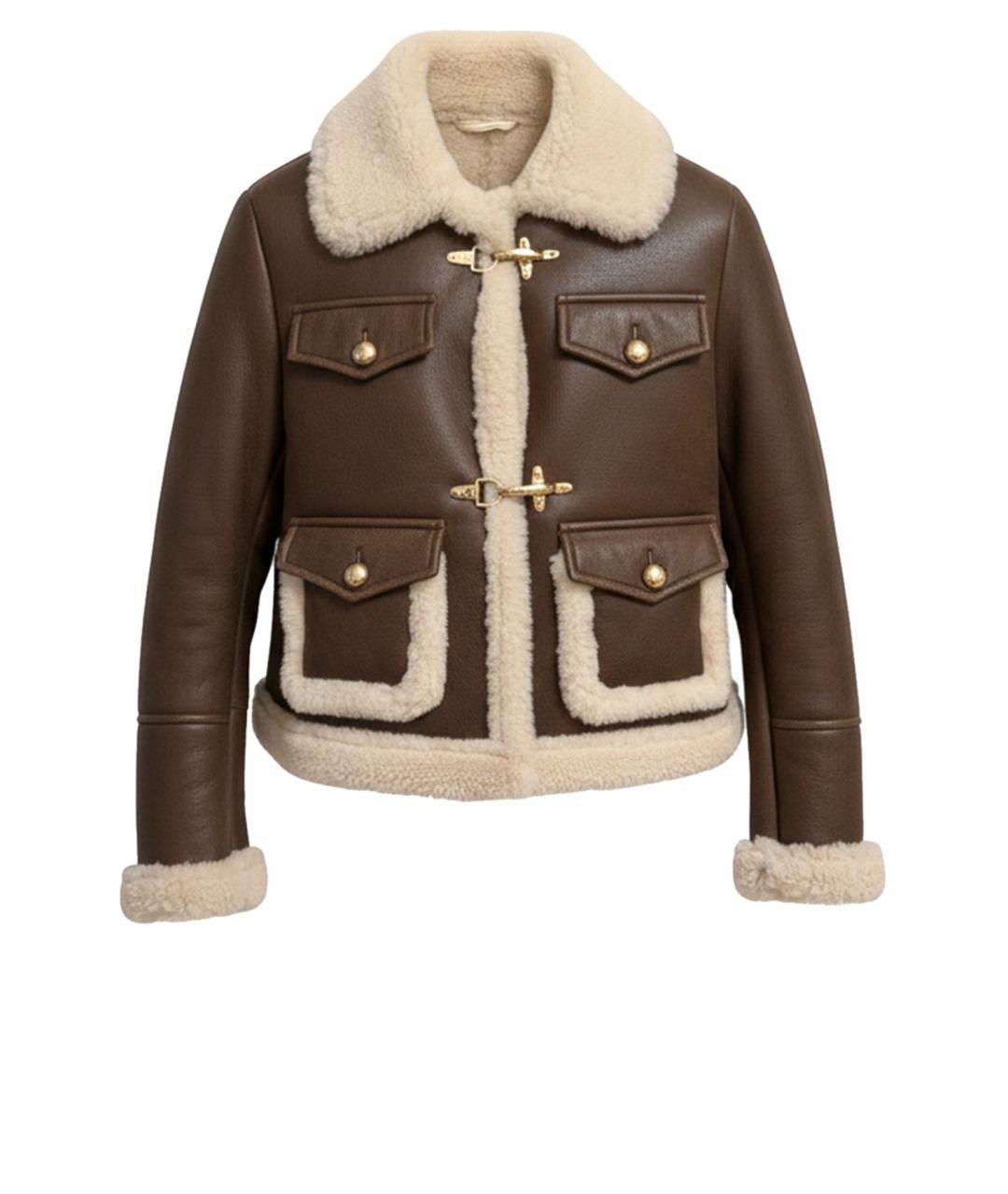 FAY Коричневая кожаная дубленка, фото 1