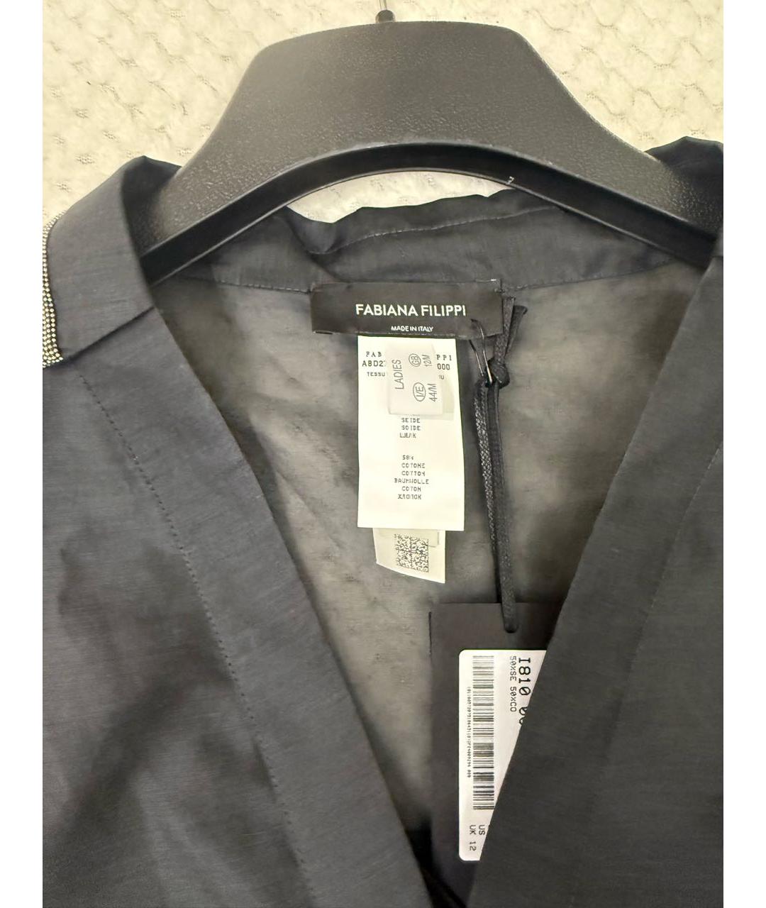FABIANA FILIPPI Антрацитовое шелковое коктейльное платье, фото 4