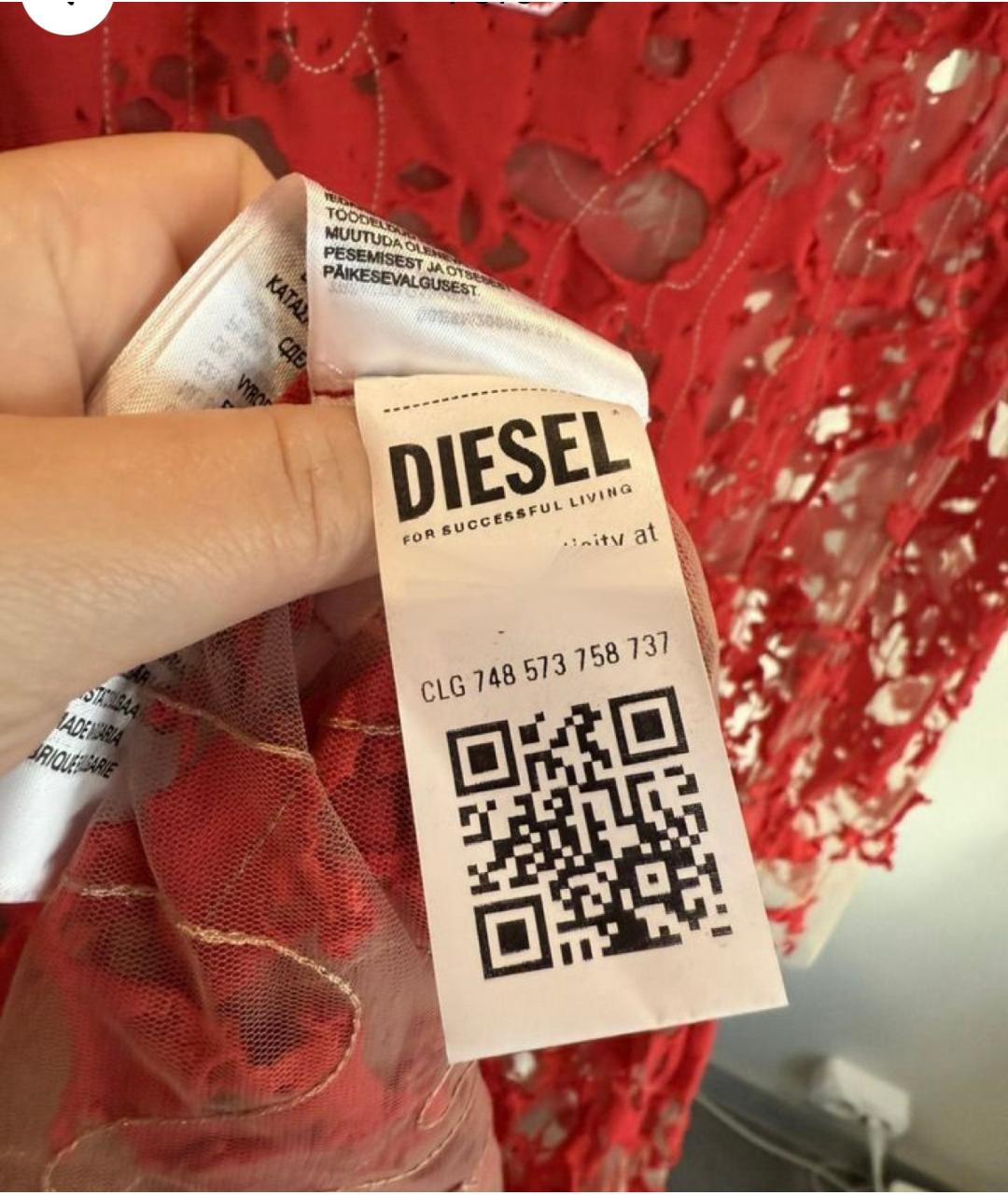 DIESEL Красное хлопковое вечернее платье, фото 3