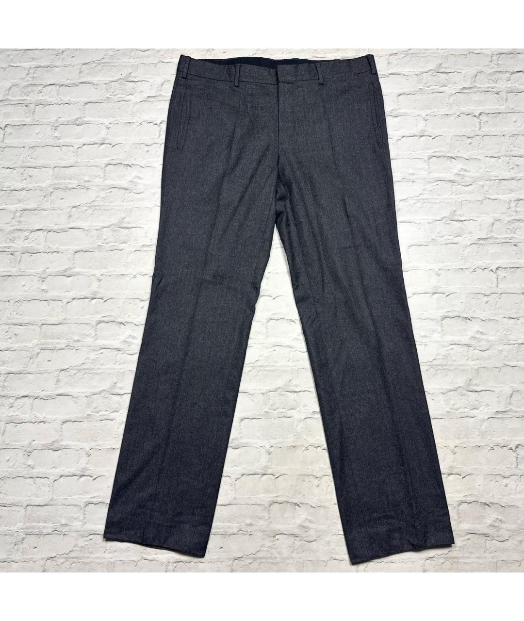 PRADA Антрацитовые шерстяные классические брюки, фото 9