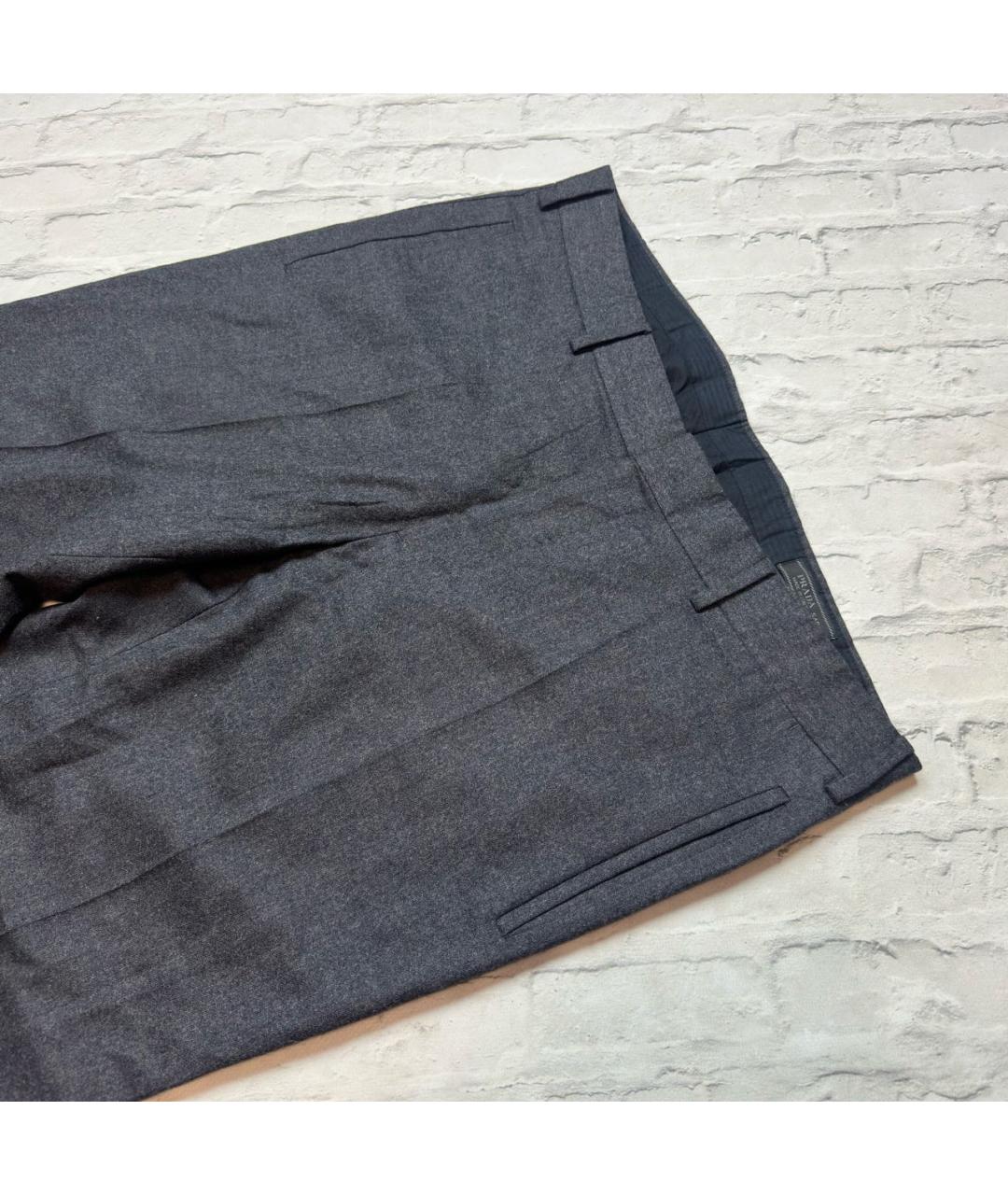 PRADA Антрацитовые шерстяные классические брюки, фото 3