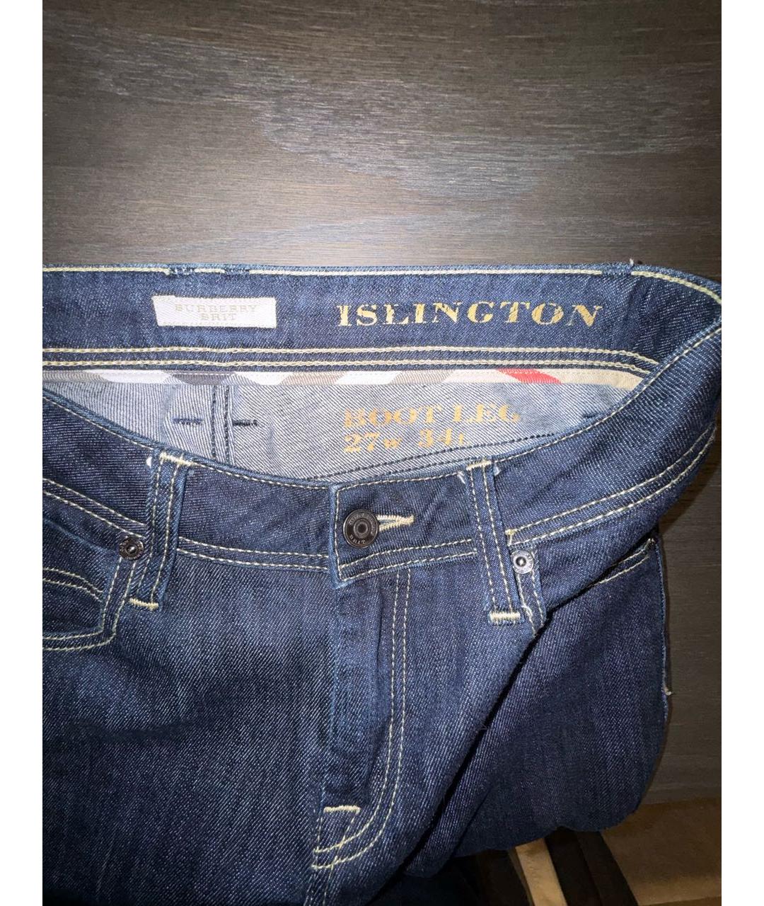 BURBERRY Темно-синие хлопковые джинсы клеш, фото 3