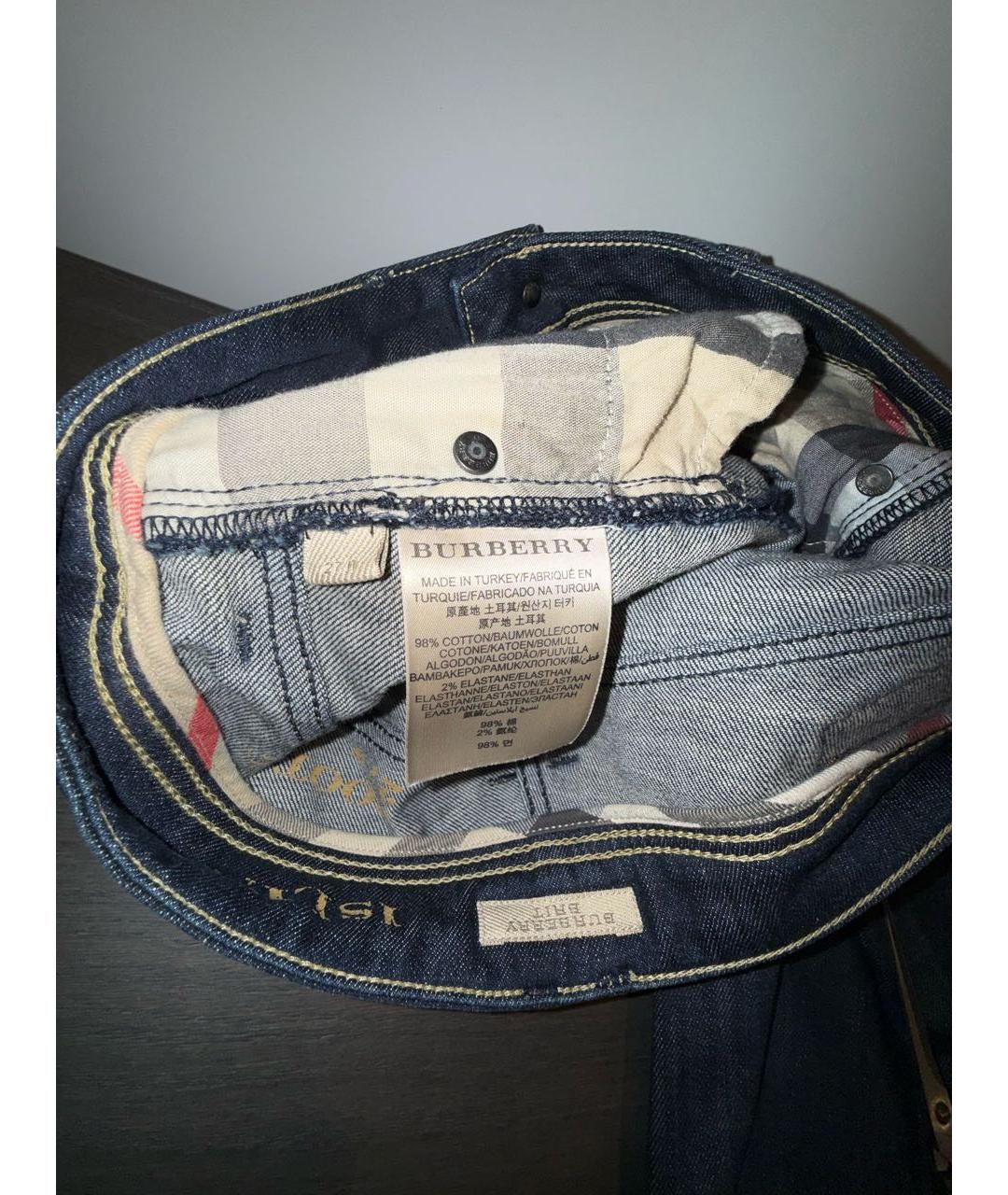 BURBERRY Темно-синие хлопковые джинсы клеш, фото 5