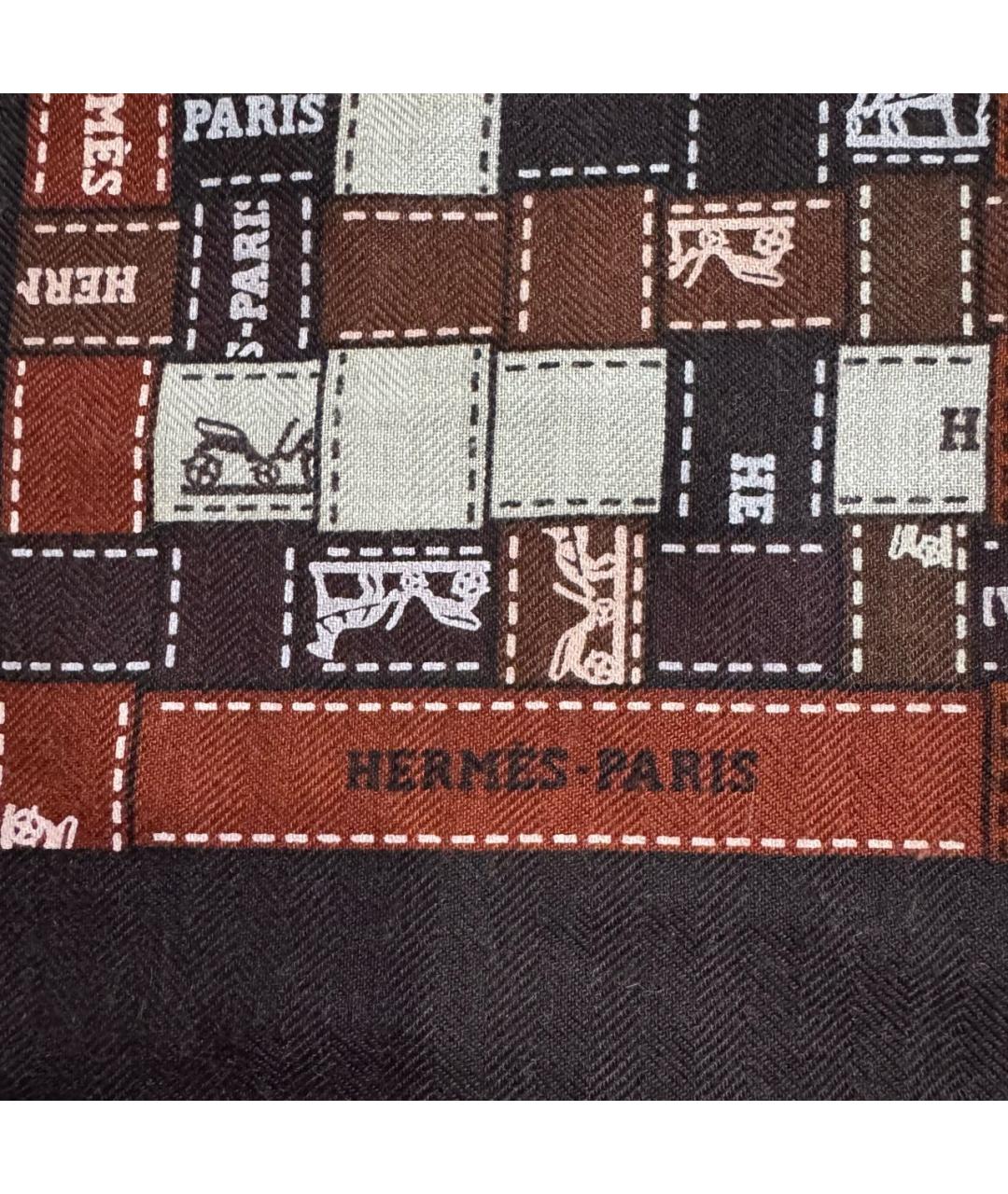 HERMES Коричневый кашемировый платок, фото 4