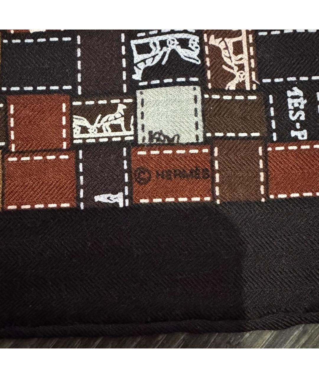 HERMES Коричневый кашемировый платок, фото 5