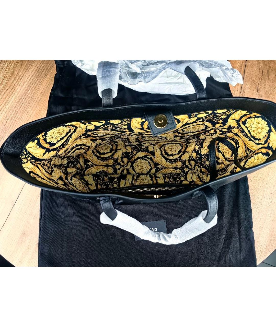 VERSACE Черная кожаная сумка тоут, фото 3