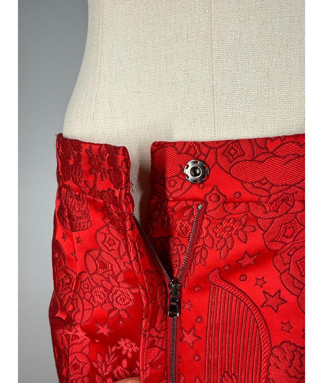 DOLCE&GABBANA Красные полиэстеровые прямые брюки, фото 4