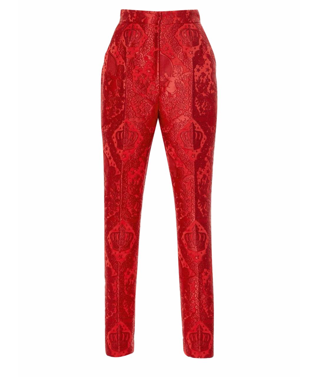 DOLCE&GABBANA Красные полиэстеровые прямые брюки, фото 1