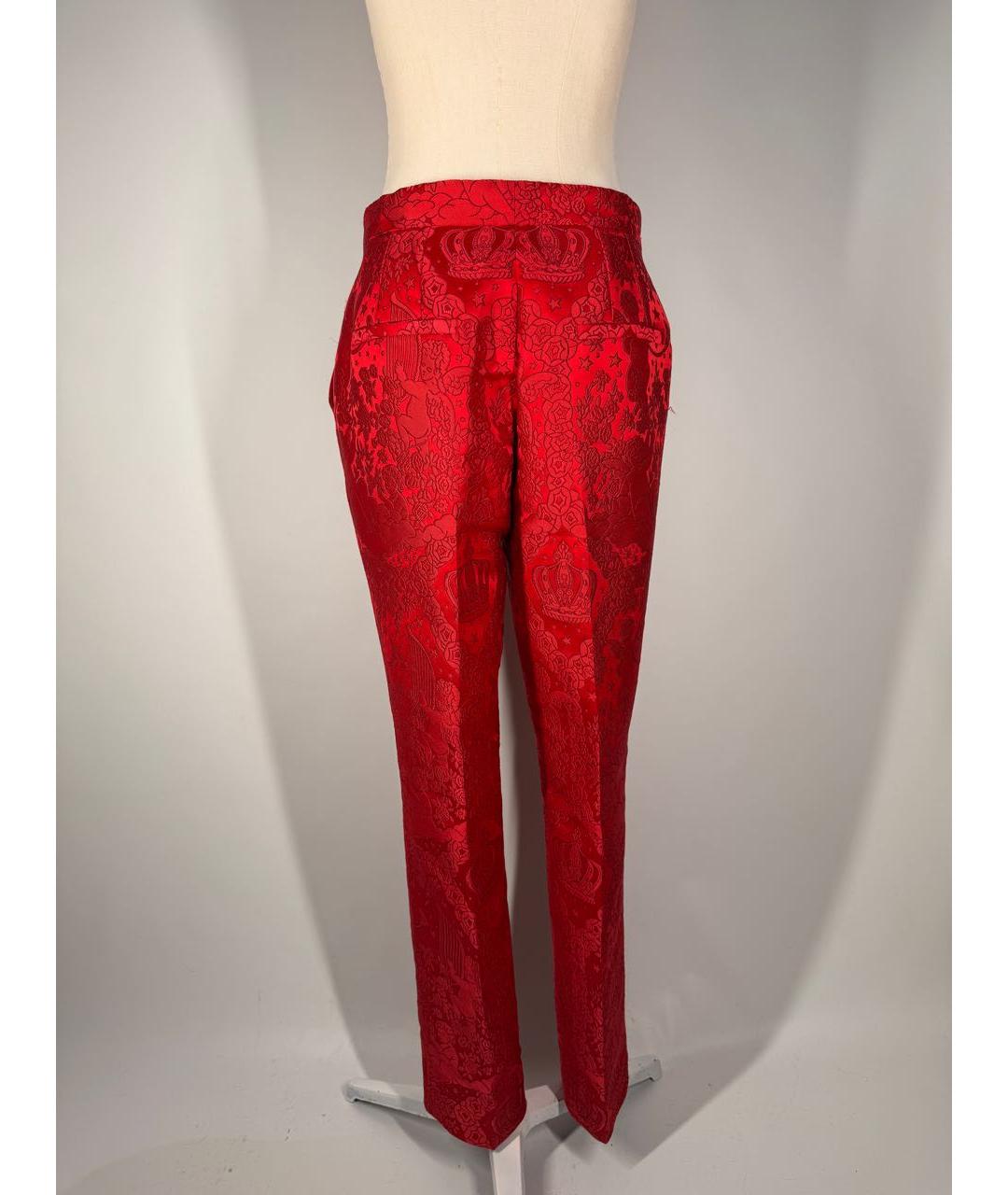 DOLCE&GABBANA Красные полиэстеровые прямые брюки, фото 5