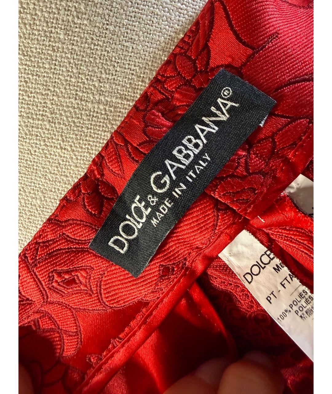 DOLCE&GABBANA Красные полиэстеровые прямые брюки, фото 8