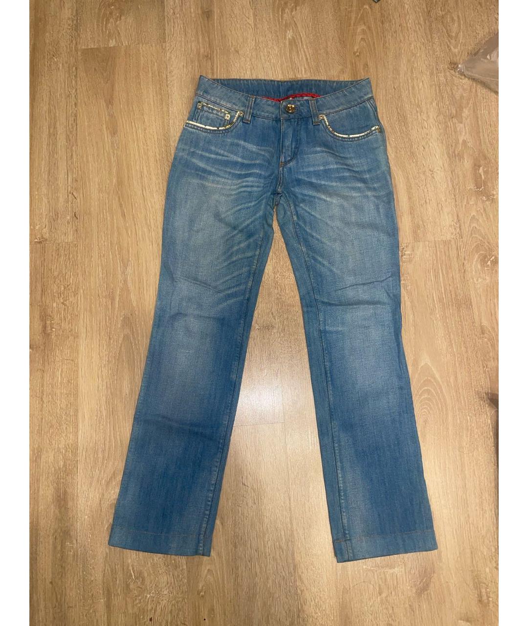 BILLIONAIRE Голубые хлопковые прямые джинсы, фото 9