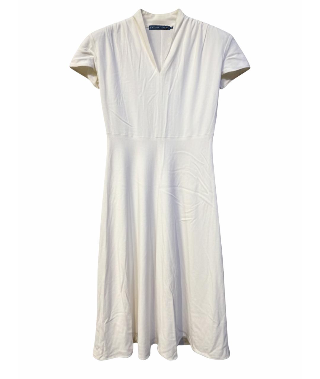 RALPH LAUREN Белое вискозное коктейльное платье, фото 1
