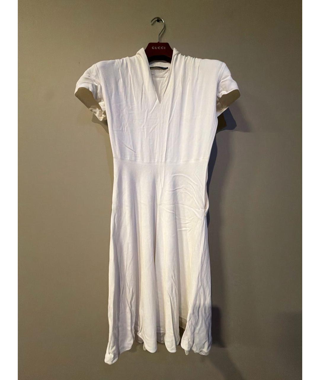 RALPH LAUREN Белое вискозное коктейльное платье, фото 8