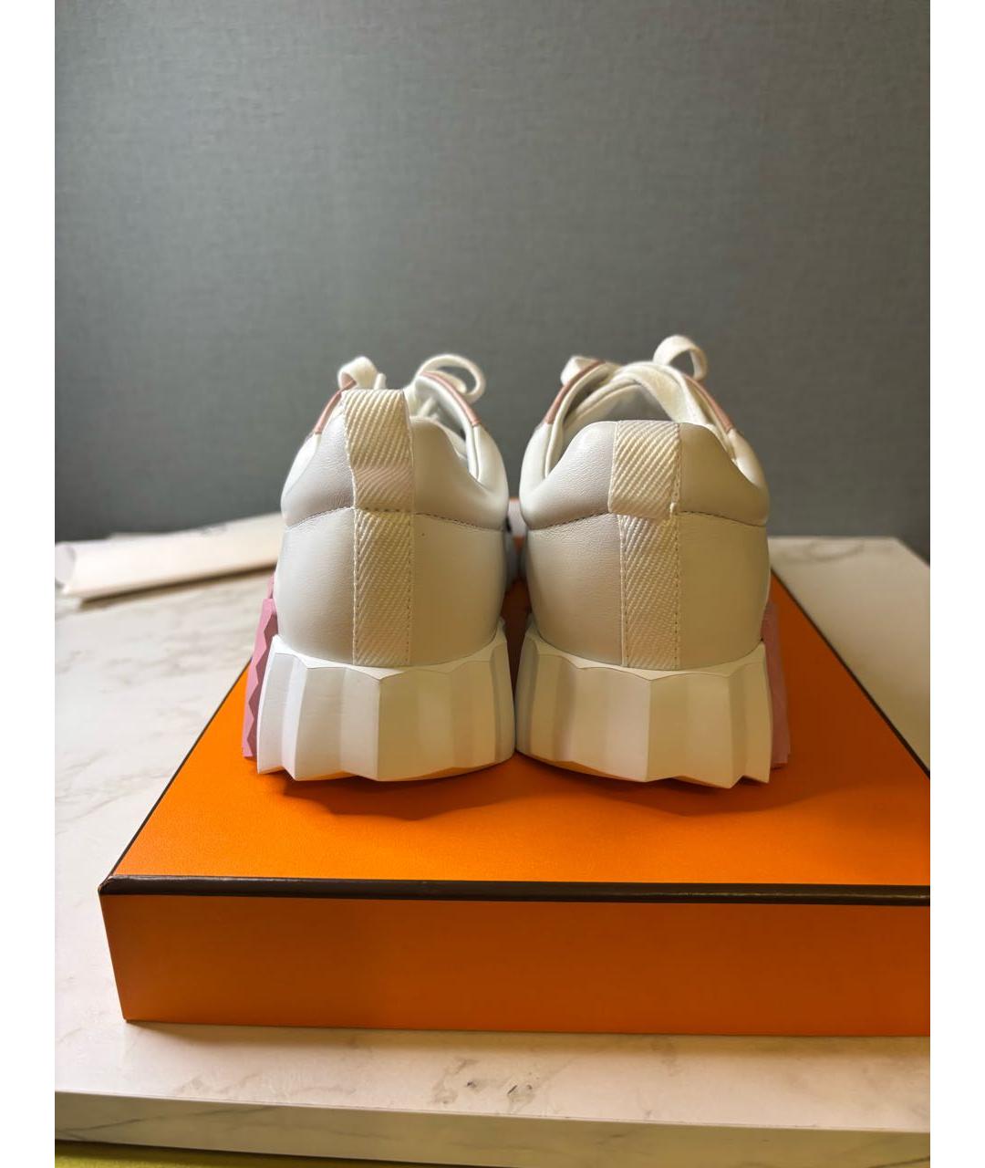 HERMES Белые кроссовки из экзотической кожи, фото 4