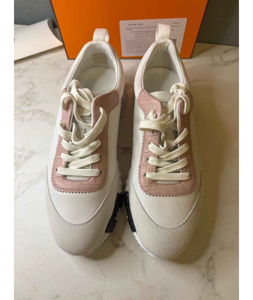 HERMES Белые кроссовки из экзотической кожи, фото 2