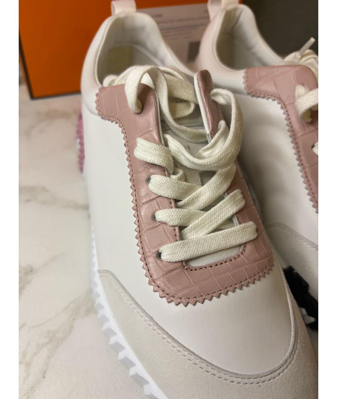 HERMES Белые кроссовки из экзотической кожи, фото 3