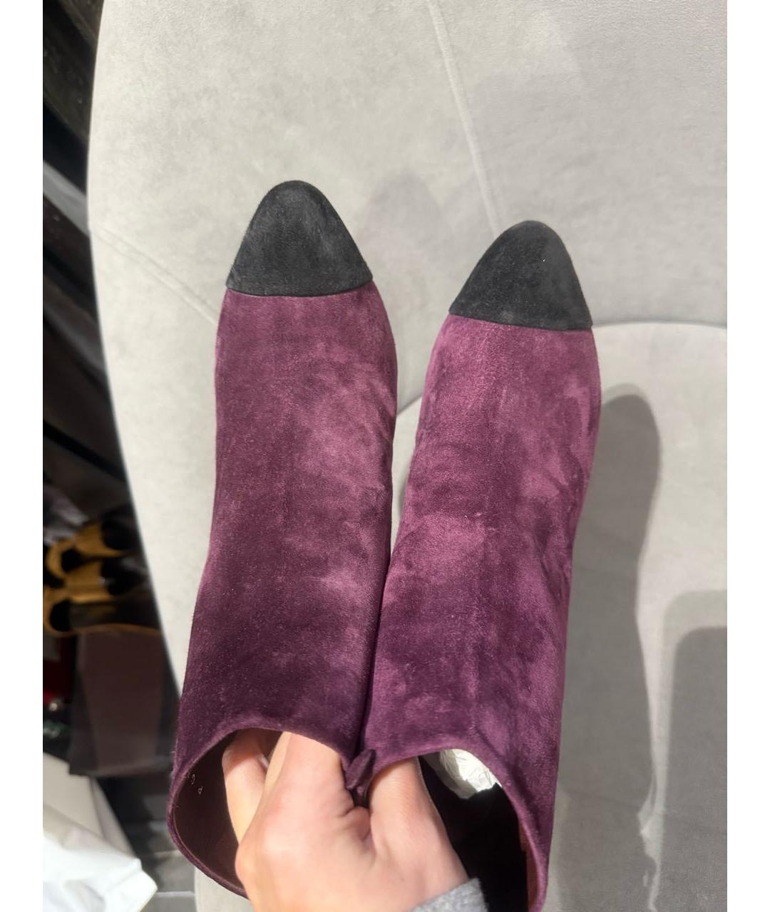 CHANEL Фиолетовые замшевые ботильоны, фото 7