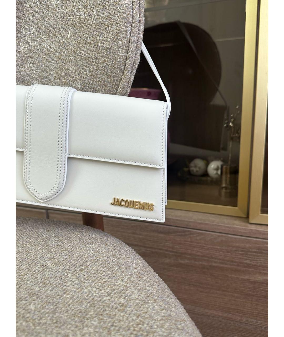 JACQUEMUS Белая кожаная сумка через плечо, фото 3