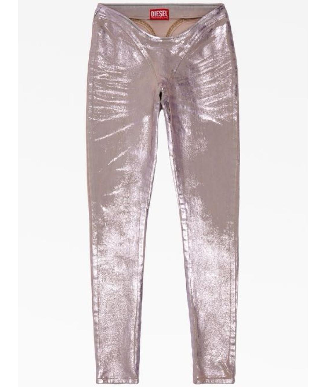 DIESEL Розовые хлопко-эластановые брюки узкие, фото 1