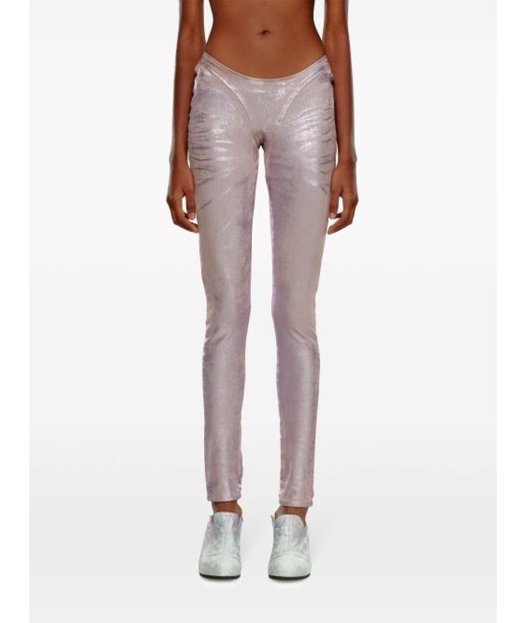 DIESEL Розовые хлопко-эластановые брюки узкие, фото 4