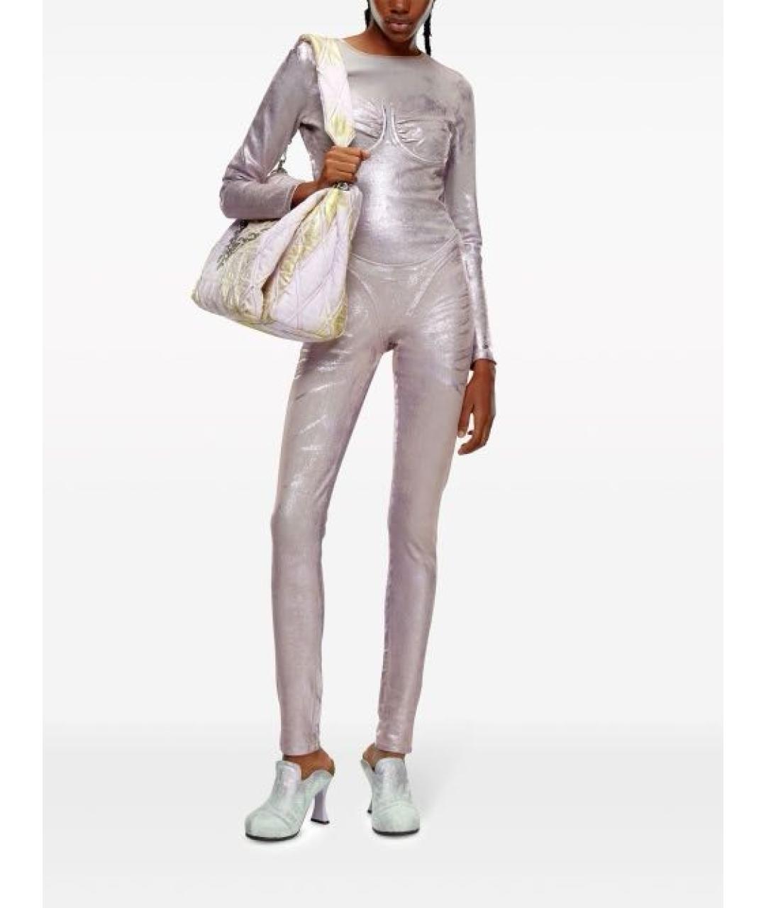 DIESEL Розовые хлопко-эластановые брюки узкие, фото 2