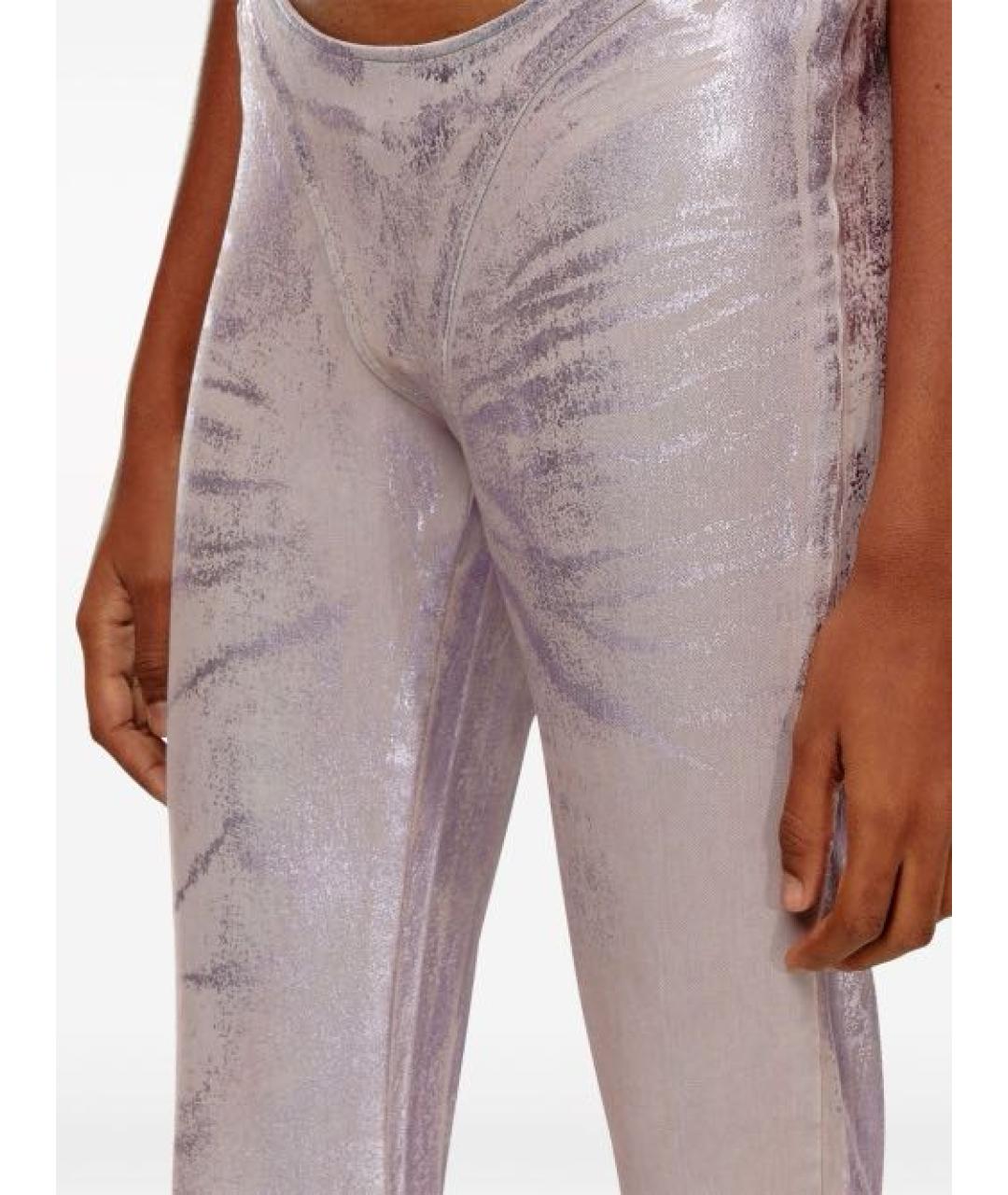 DIESEL Розовые хлопко-эластановые брюки узкие, фото 3