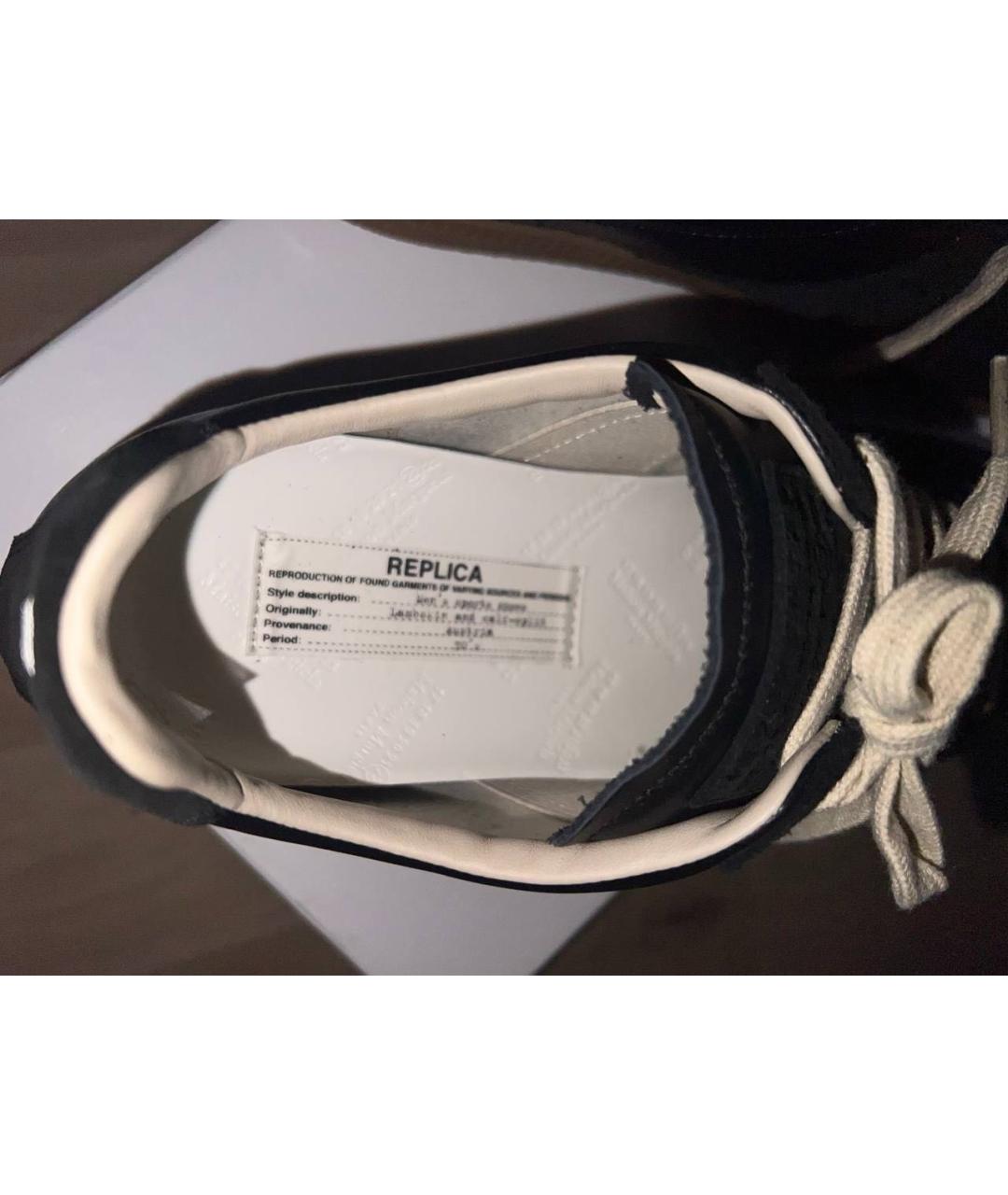 MAISON MARGIELA Черные кожаные низкие кроссовки / кеды, фото 6