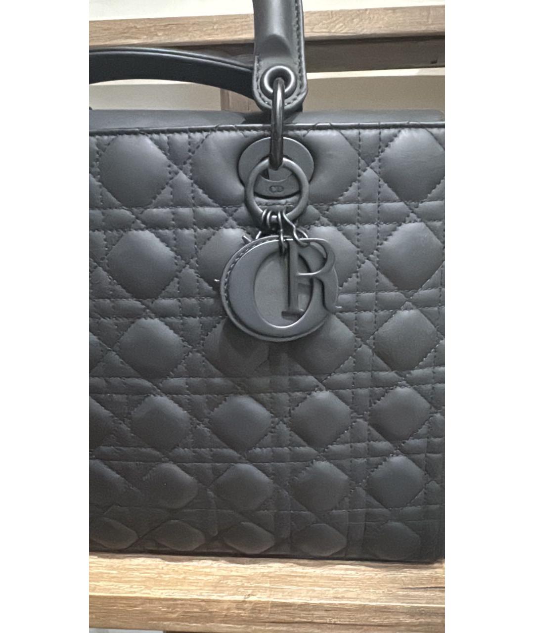 CHRISTIAN DIOR Черная кожаная сумка с короткими ручками, фото 3