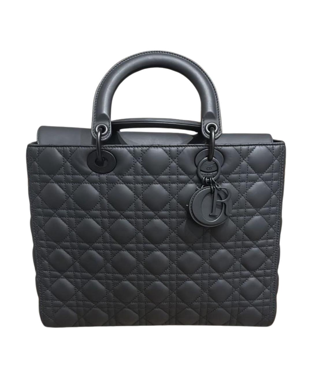 CHRISTIAN DIOR Черная кожаная сумка с короткими ручками, фото 1