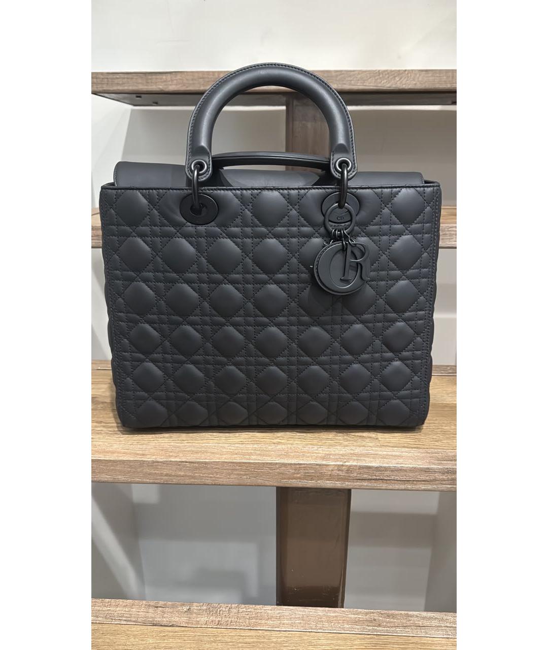 CHRISTIAN DIOR Черная кожаная сумка с короткими ручками, фото 5