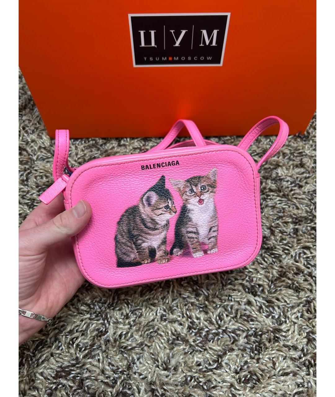 BALENCIAGA Розовая кожаная сумка через плечо, фото 2