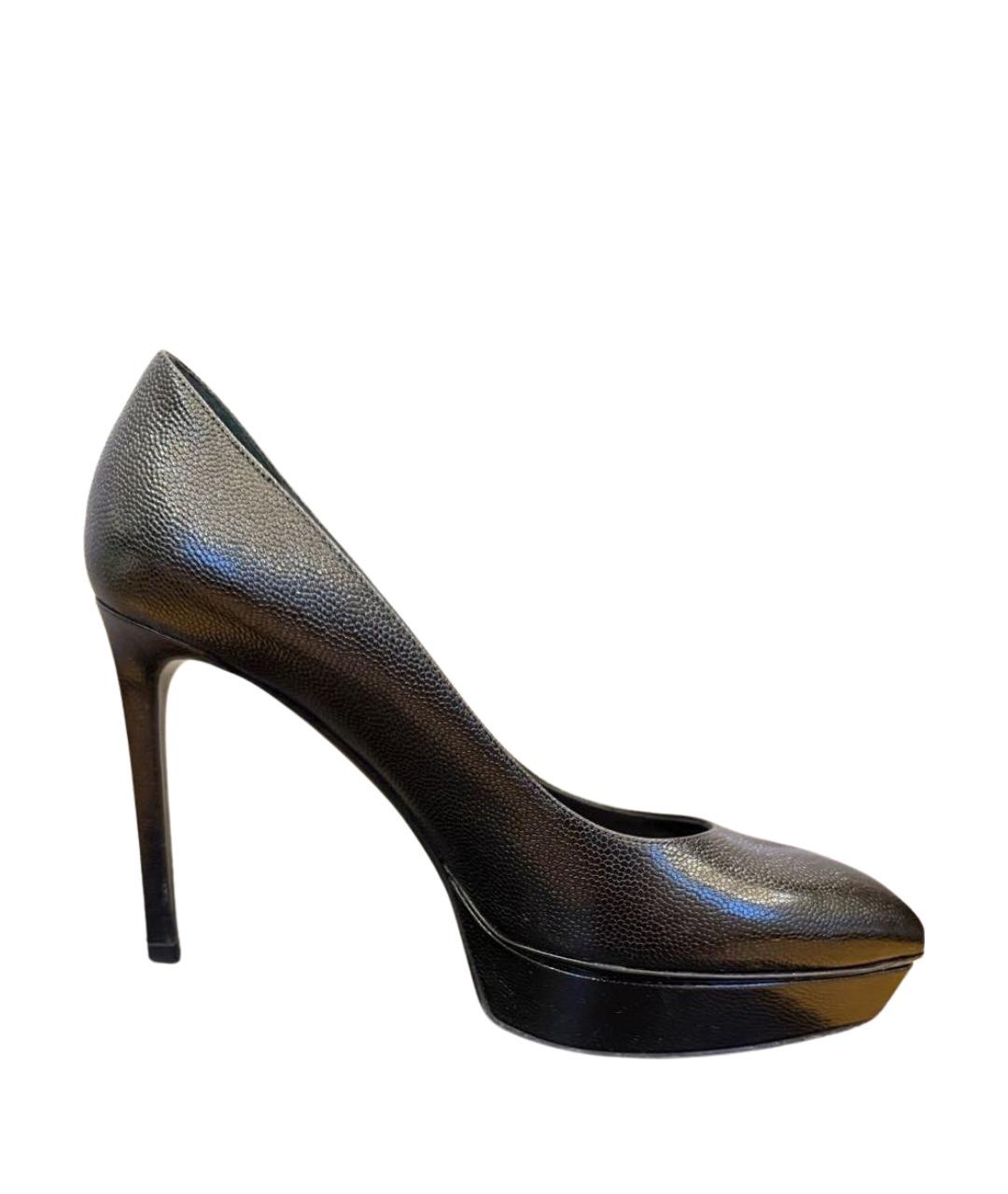 SAINT LAURENT Черные кожаные туфли, фото 1