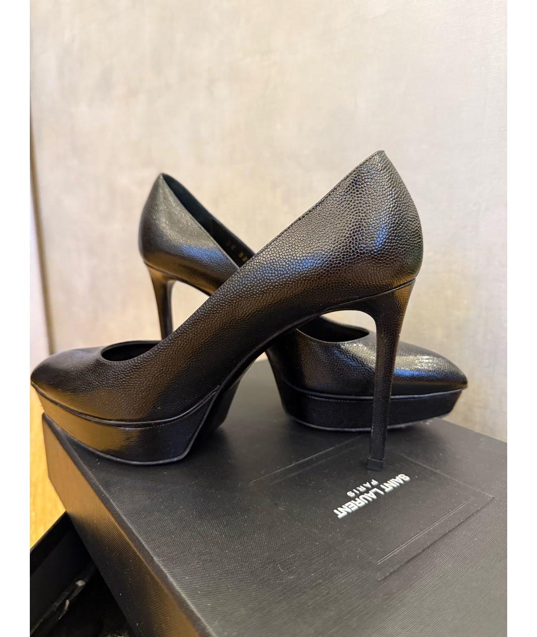 SAINT LAURENT Черные кожаные туфли, фото 2