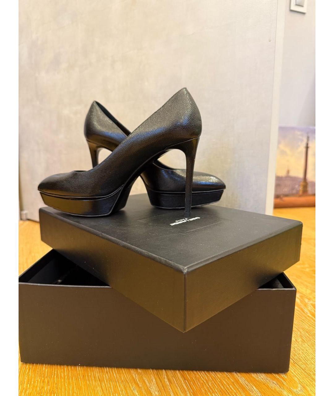 SAINT LAURENT Черные кожаные туфли, фото 3