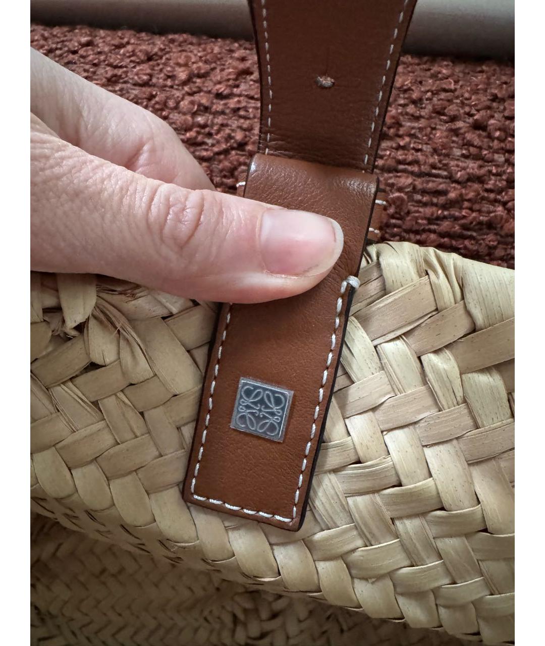 LOEWE Бежевая пелетеная пляжная сумка, фото 3