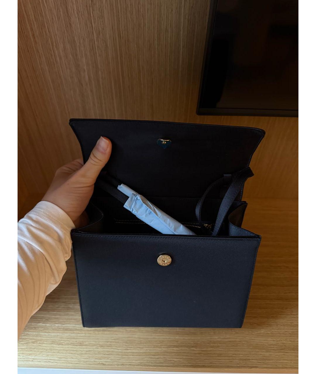 PRADA Черная тканевая сумка с короткими ручками, фото 4