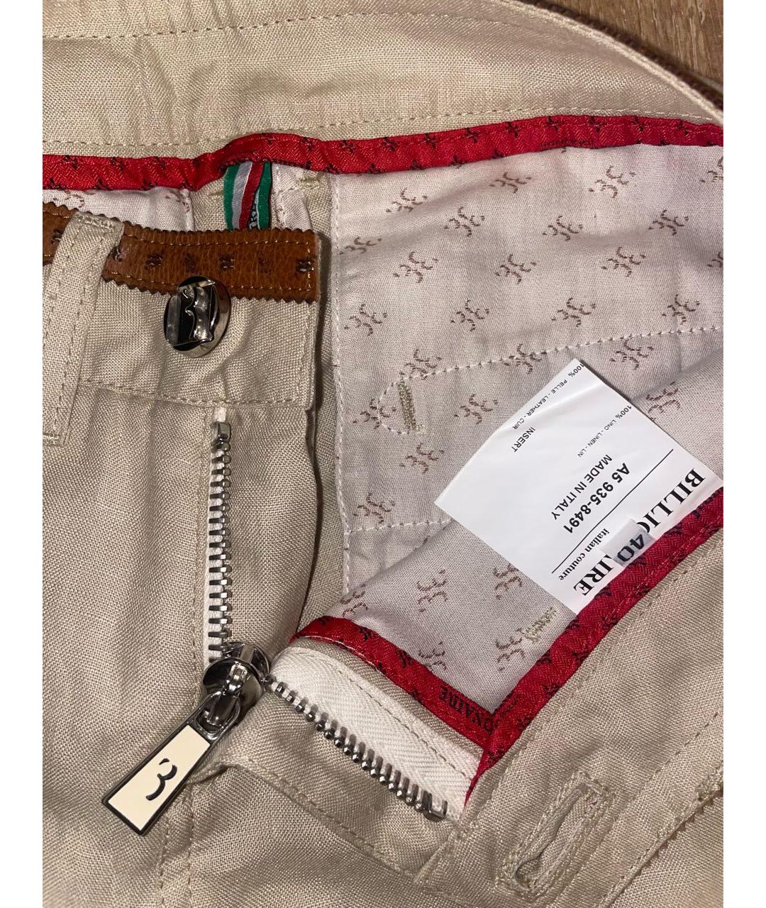 BILLIONAIRE Бежевые льняные прямые брюки, фото 7