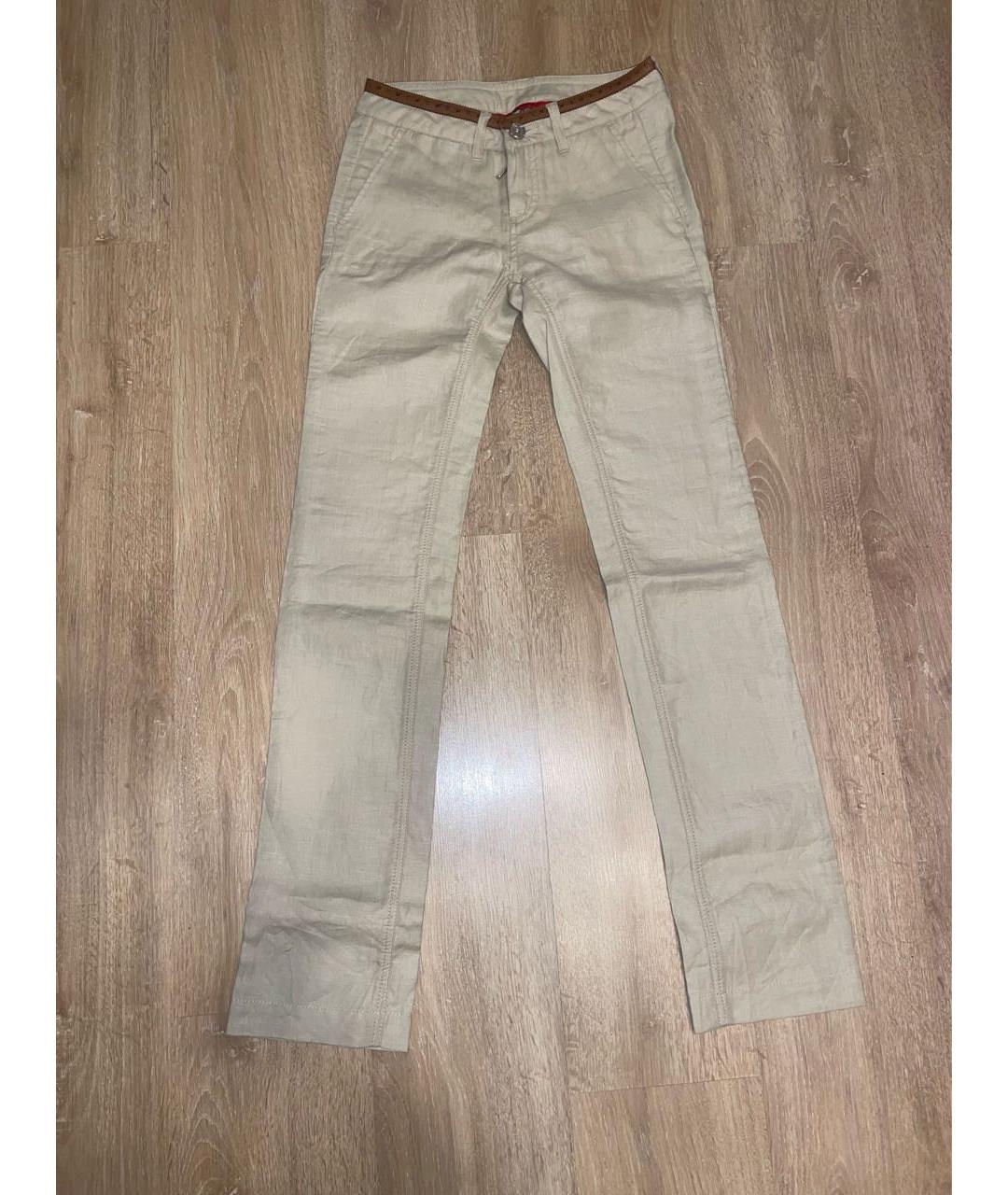 BILLIONAIRE Бежевые льняные прямые брюки, фото 1